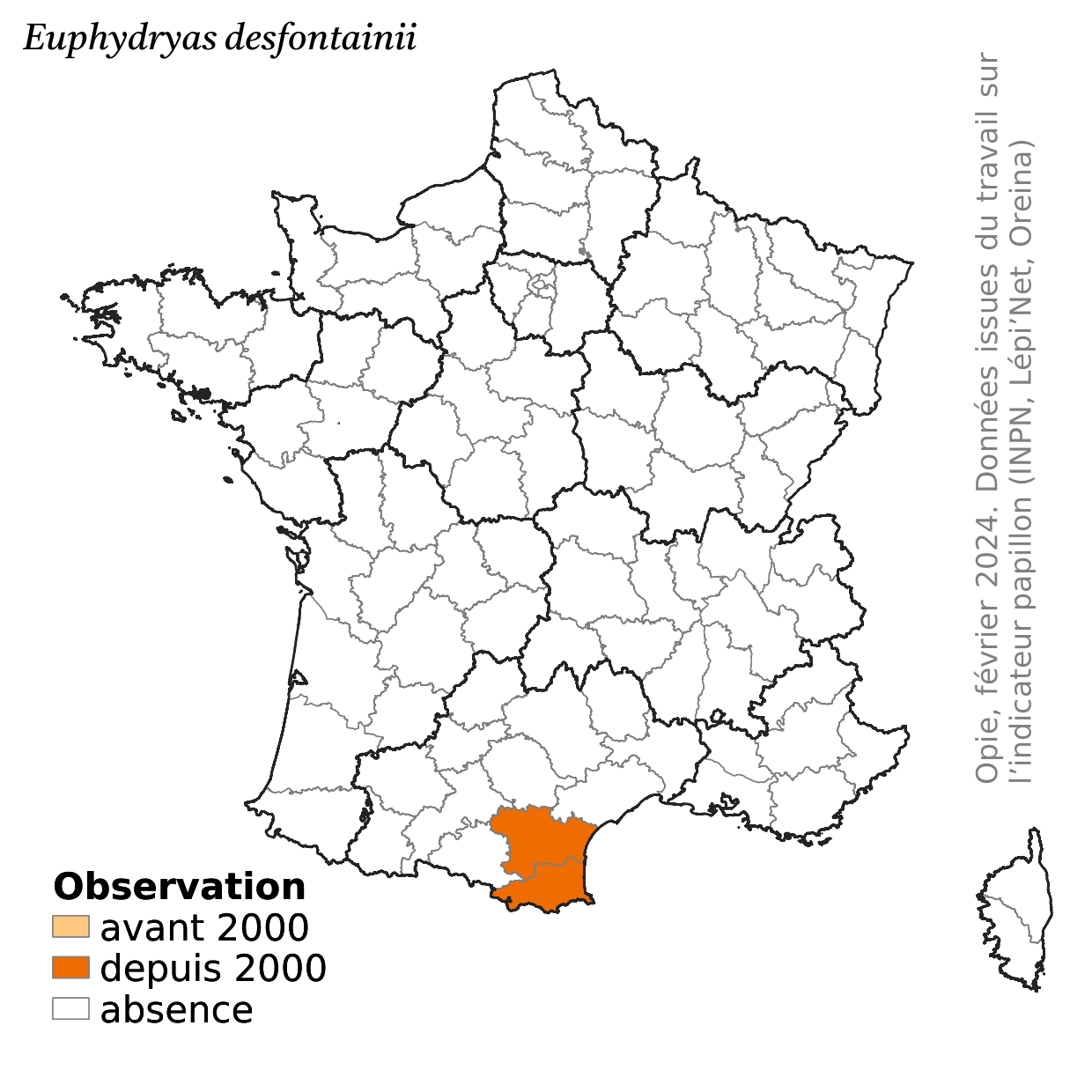 Carte de répartition de Euphydryas desfontainii
