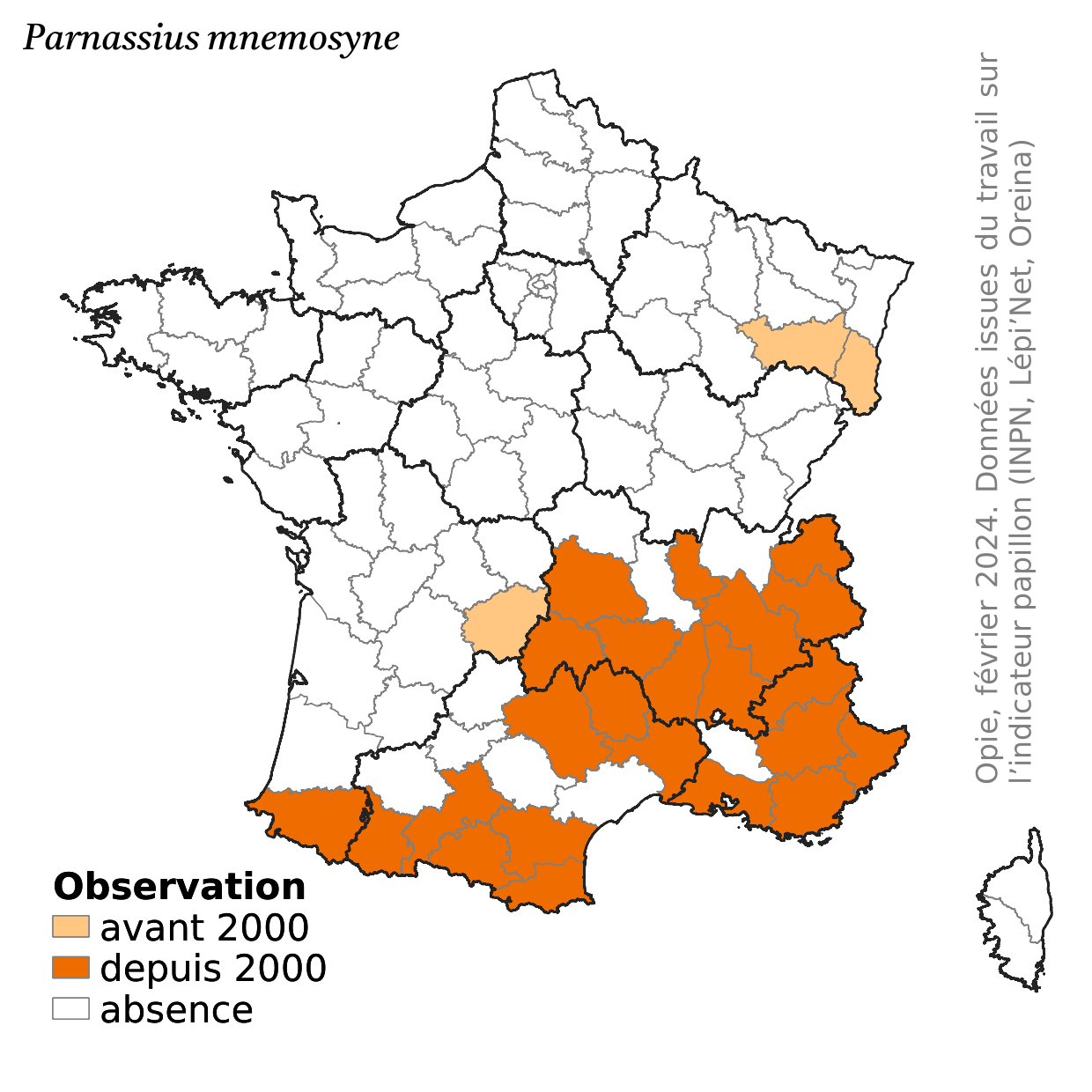 Carte de répartition de Parnassius mnemosyne