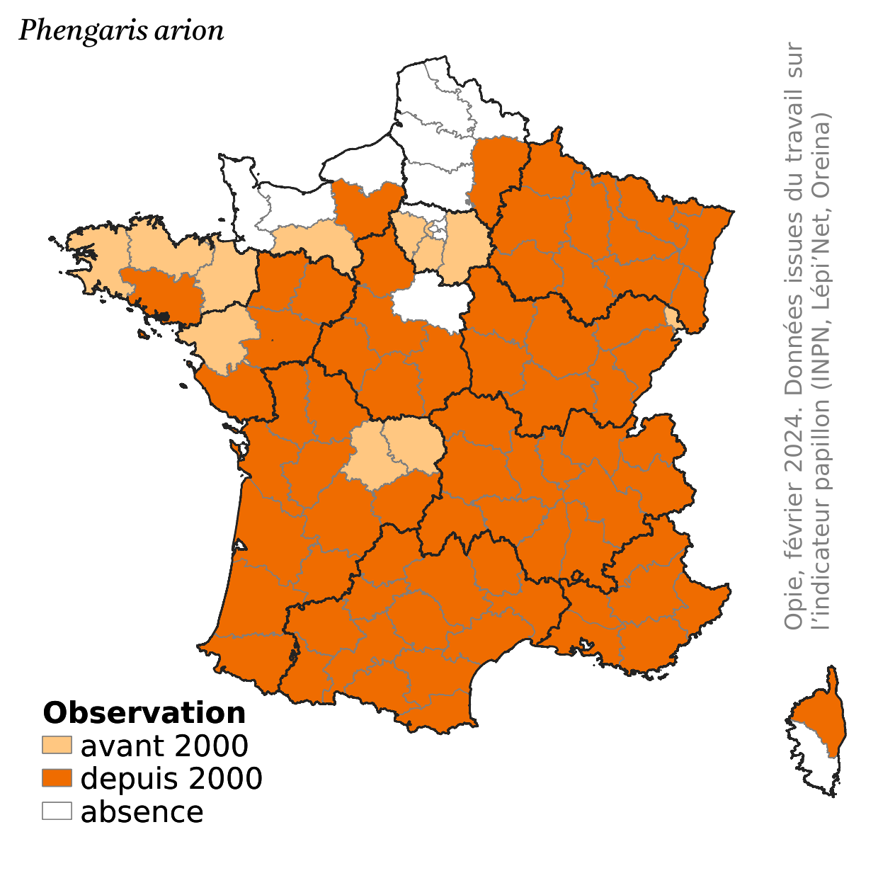 Carte de répartition de Phengaris arion