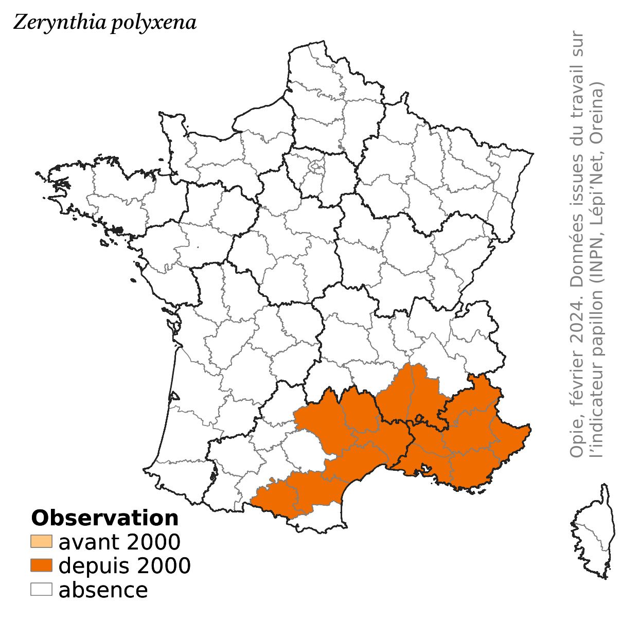 Carte de répartition de Zerynthia polyxena