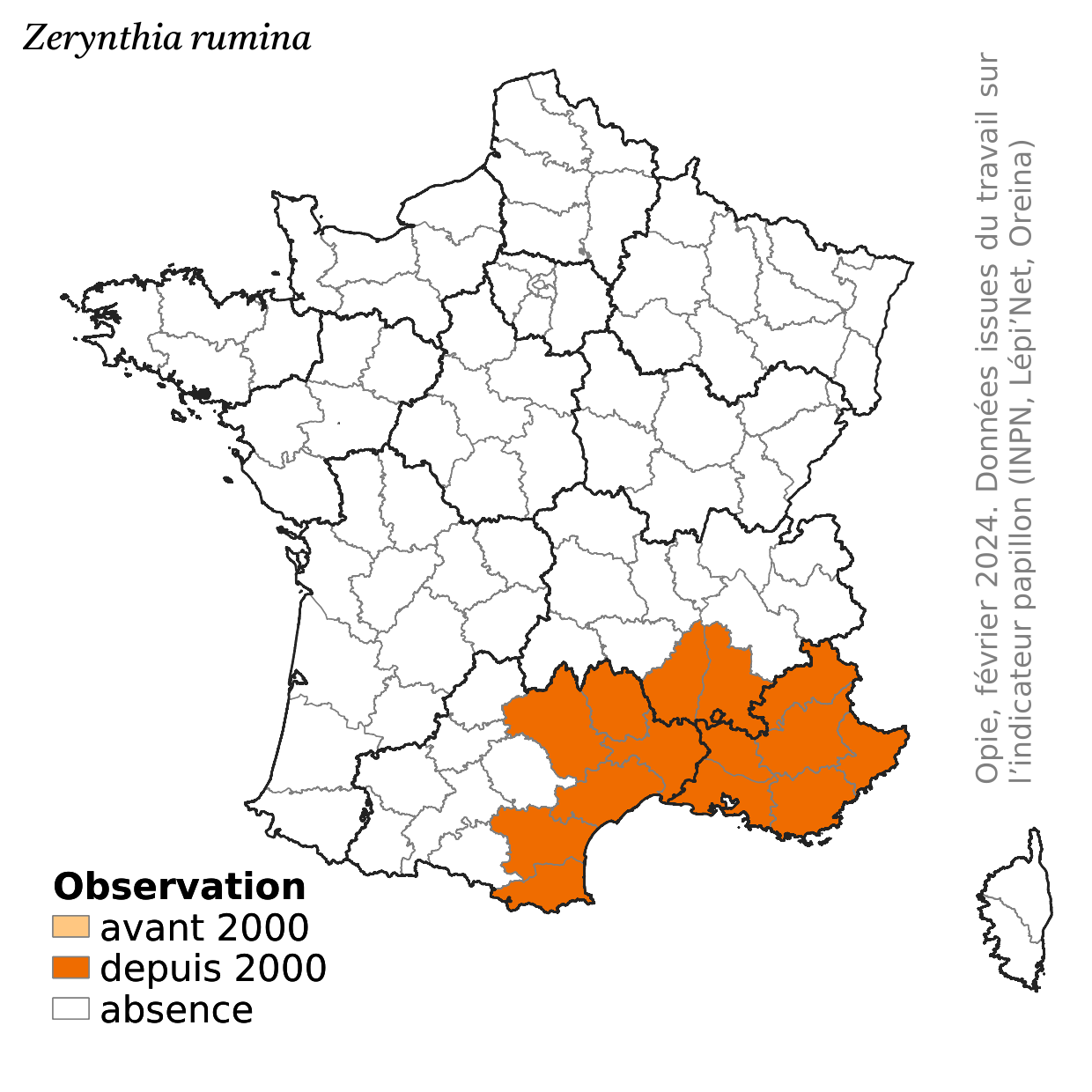Carte de répartition de Zerynthia rumina